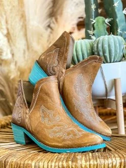 Alig Tannery Liz Embroidered Dream Leather Bootie In Brown Footwear