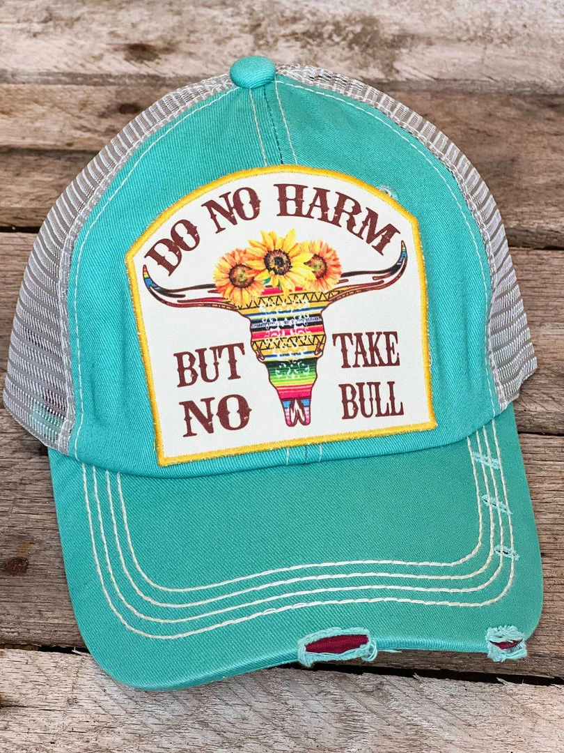 Southern Grace Do No Harm Serape Bull Distressed Turquoise Hat 3 Southern Grace Do No Harm Serape Bull Distressed Turquoise Hat