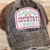 Southern Grace New Arrivals Play That Country Music Distressed Brown Mesh Hat