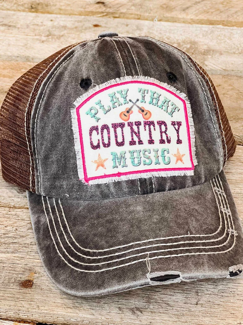 Southern Grace New Arrivals Play That Country Music Distressed Brown Mesh Hat 3 Southern Grace New Arrivals Play That Country Music Distressed Brown Mesh Hat