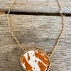 Southern Grace Cowhide Oval Pendant Gold Necklace New Arrivals