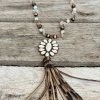 Southern Grace Cowgirl Copper Cream Leopard Squash Blossom Bead Navajo Necklace New Arrivals