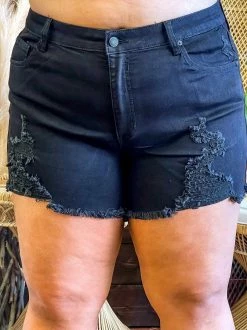 Special A High Rise Distressed Jean Shorts In Black Summer Fever Collection