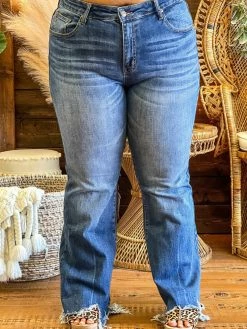 Special A Mid Rise Boot Cut Distressed Jeans In Medium Blue 7 Special A Mid Rise Boot Cut Distressed Jeans In Medium Blue