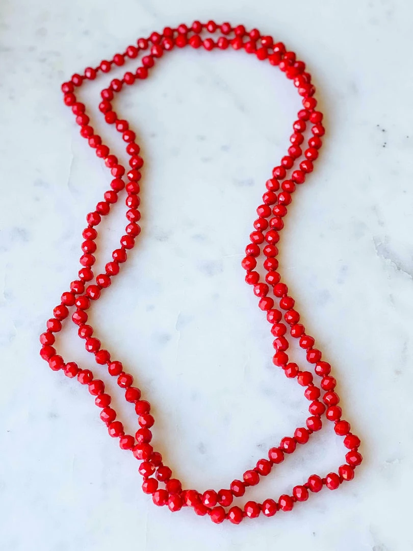 Your Fashion Wholesale Crystal Beaded Necklace - Bright Red Accessories 3 Your Fashion Wholesale Crystal Beaded Necklace - Bright Red Accessories