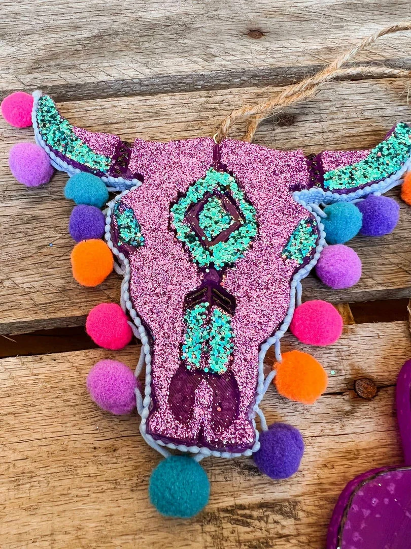 Southern Custom Designs New Arrivals Purple Glitter Steer Pom Poms Freshie 3 Southern Custom Designs New Arrivals Purple Glitter Steer Pom Poms Freshie
