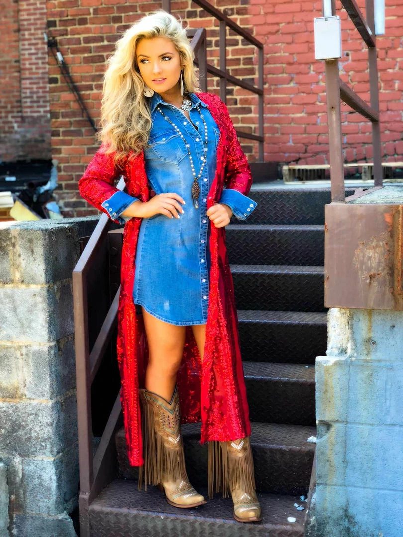 Dongguan Haohoo Clothing CO., Ltd Pre-Orders PREORDER The Royal Sequin Duster - Red 10 Dongguan Haohoo Clothing CO., Ltd Pre-Orders PREORDER The Royal Sequin Duster - Red