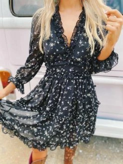 Southern Fried Chics Sale! Popping Lavender Dress - Black