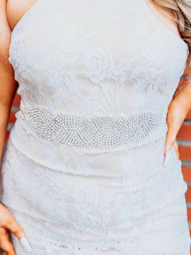 Luxe Apparel Bridal Rhinestone Crowning Moment Belt X3 - Pure Ribbon With Silver 4 Luxe Apparel Bridal Rhinestone Crowning Moment Belt X3 - Pure Ribbon With Silver