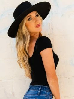 D & J Industies Co., LTD. New Arrivals Your New Favorite Staple — Square Neck Black Bodysuit For Women