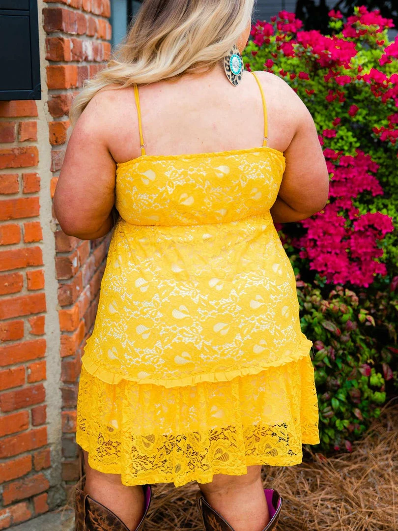 Southern Fried Chics Flirty Little Thing Lace Dress - Mustard New Arrivals 5 Southern Fried Chics Flirty Little Thing Lace Dress - Mustard New Arrivals