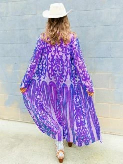 Dongguan Haohoo Clothing CO., Ltd PREORDER The Royal Sequin Duster In Purple