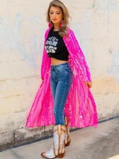 Dongguan Haohoo Clothing CO., Ltd PREORDER The Royal Sequin Duster - Hot Pink