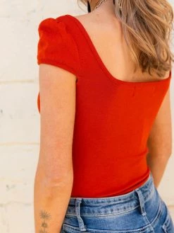 D & J Industies Co., LTD. Your New Favorite Staple Square Neck Bodysuit - Rust