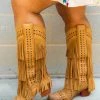 Alig Tannery All Around The Fringe — Wide Calf Western Fringe Boots In Tan Leather 1 Alig Tannery All Around The Fringe — Wide Calf Western Fringe Boots In Tan Leather