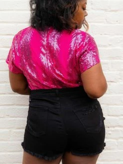D & J Industies Co., LTD. Pre-Orders PREORDER Hell On Heels Cap Sleeve Bodysuit - Hot Pink Sequin 10 D & J Industies Co., LTD. Pre-Orders PREORDER Hell On Heels Cap Sleeve Bodysuit - Hot Pink Sequin