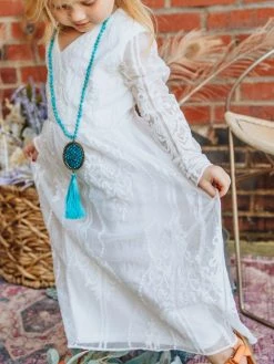 D & J Industries Speechless Dress -Long Sleeve White Dress Bridal