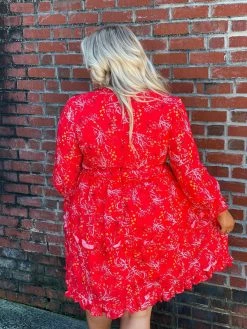 D & J Industries Sale! Take Me There Dress - Red Floral
