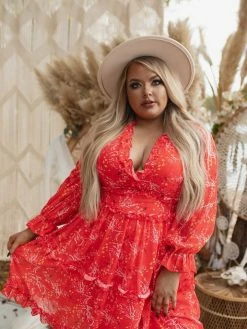 D & J Industries Sale! Take Me There Dress - Red Floral