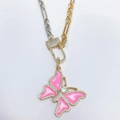 Treasure Jewels, Inc. Precious Two Toned Pink Butterfly Necklace New Arrivals