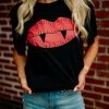 Miss Mud Pie Tees Vampire Lips Tee - Black 2 Miss Mud Pie Tees Vampire Lips Tee - Black