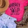 Bling-A-Gogo Whiskey Bent And Hell Bound Bleached Tee - Heather Red Tees 2 Bling-A-Gogo Whiskey Bent And Hell Bound Bleached Tee - Heather Red Tees