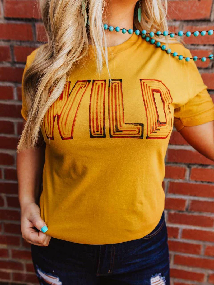 Miss Mud Pie Wild Tee - Mustard Tees 3 Miss Mud Pie Wild Tee - Mustard Tees