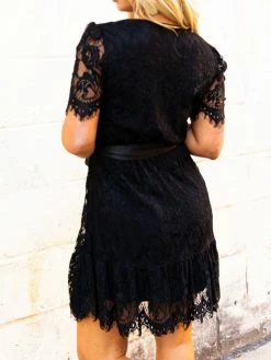 D & J Industries Wrapped Up In Your Arms Lace Dress - Black