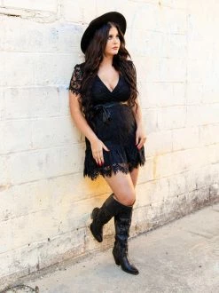 D & J Industries Wrapped Up In Your Arms Lace Dress - Black