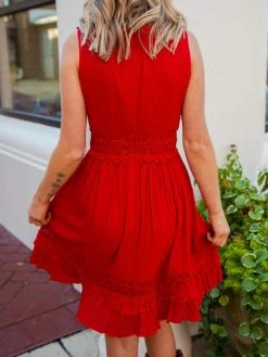 D & J Industries You Deserve It — Boho Mini Dress In Red Sale!