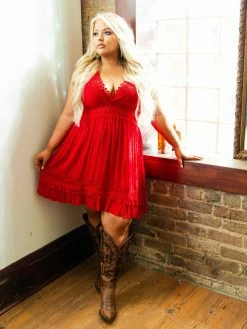 D & J Industries You Deserve It — Boho Mini Dress In Red Sale!