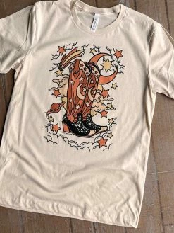 Miss Mud Pie New Arrivals Cosmic Boots With Stars T-shirt