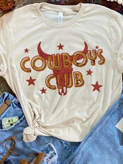 Miss Mud Pie Cowboys Club Tee - Cream Clothing