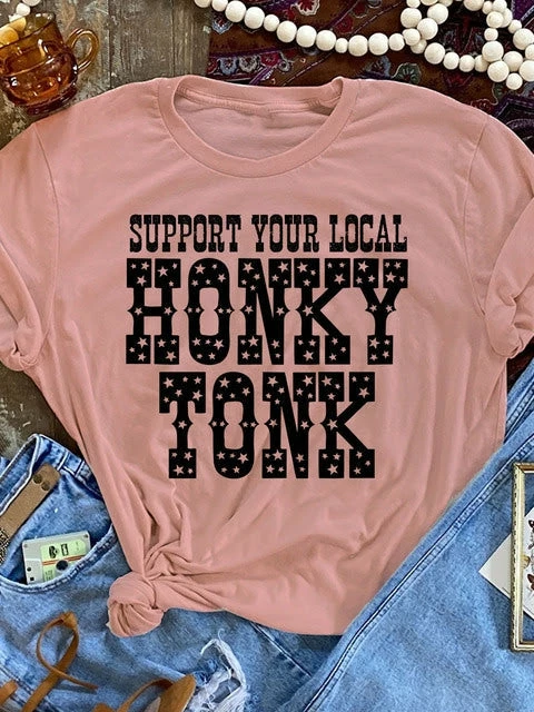 Miss Mud Pie Support Your Local Honky Tonk — Country Girl T-Shirt In Pink 3 Miss Mud Pie Support Your Local Honky Tonk — Country Girl T-Shirt In Pink