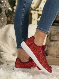 Mango Glitter Bomb Sneakers Adult And Children - Red On White