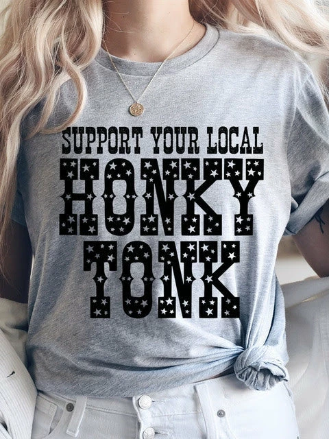 Miss Mud Pie Support Your Local Honky Tonk — Country Girl T-Shirt In Gray Clothing 3 Miss Mud Pie Support Your Local Honky Tonk — Country Girl T-Shirt In Gray Clothing