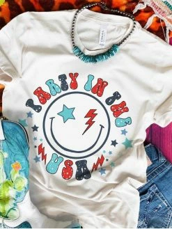 Miss Mud Pie Party In The USA Happy T-shirt New Arrivals